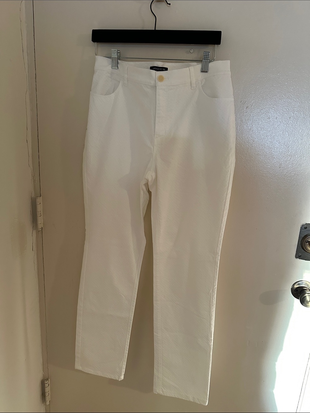 Lafayette 148 New York White Textured Snake Print Pants Size 8 EUC